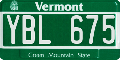VT license plate YBL675