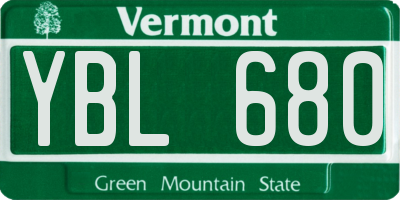 VT license plate YBL680