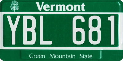 VT license plate YBL681