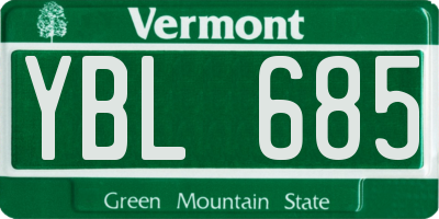 VT license plate YBL685