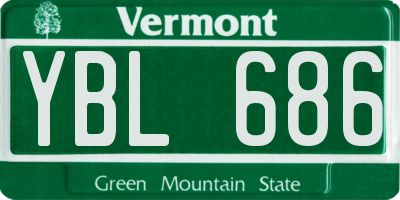 VT license plate YBL686