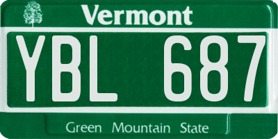 VT license plate YBL687
