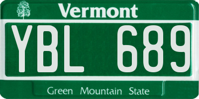 VT license plate YBL689