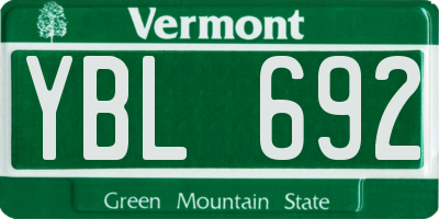 VT license plate YBL692