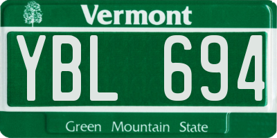 VT license plate YBL694