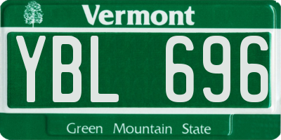 VT license plate YBL696