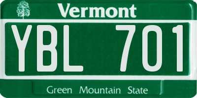 VT license plate YBL701