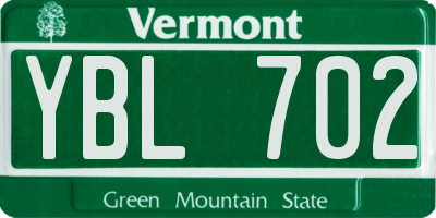 VT license plate YBL702