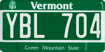 VT license plate YBL704