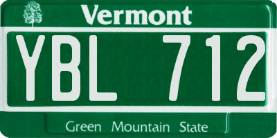 VT license plate YBL712