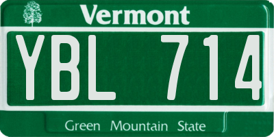 VT license plate YBL714