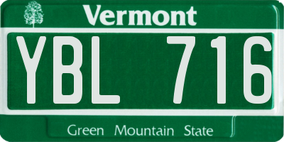 VT license plate YBL716