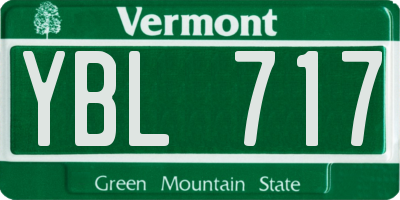 VT license plate YBL717
