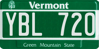 VT license plate YBL720