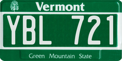 VT license plate YBL721