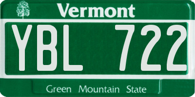 VT license plate YBL722