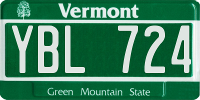 VT license plate YBL724