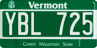 VT license plate YBL725