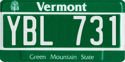 VT license plate YBL731