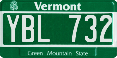VT license plate YBL732