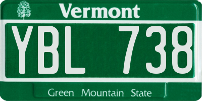 VT license plate YBL738