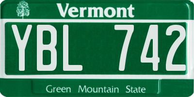 VT license plate YBL742