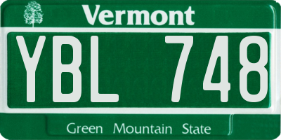 VT license plate YBL748