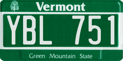 VT license plate YBL751