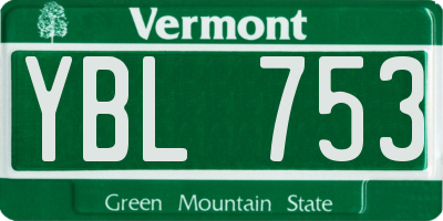 VT license plate YBL753