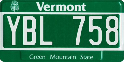 VT license plate YBL758