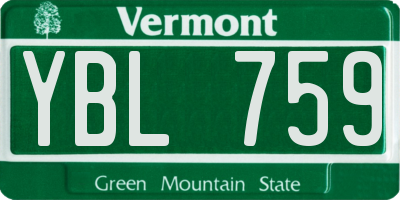 VT license plate YBL759