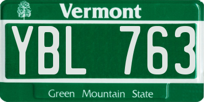VT license plate YBL763