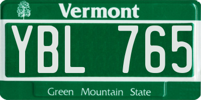 VT license plate YBL765