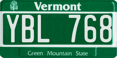 VT license plate YBL768