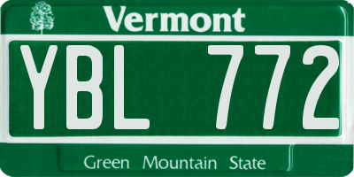 VT license plate YBL772