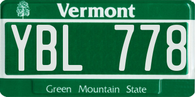 VT license plate YBL778