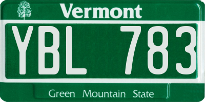 VT license plate YBL783