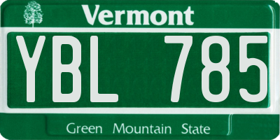 VT license plate YBL785