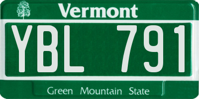 VT license plate YBL791