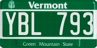 VT license plate YBL793