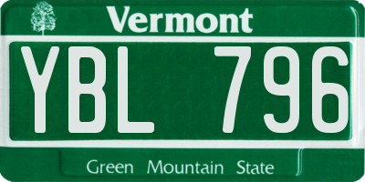 VT license plate YBL796