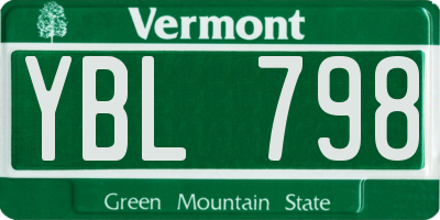 VT license plate YBL798