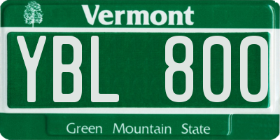 VT license plate YBL800