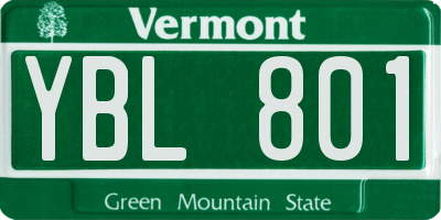 VT license plate YBL801