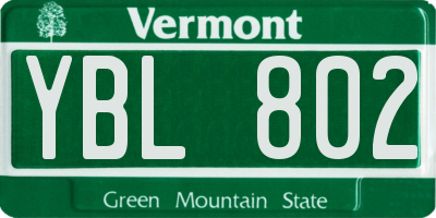VT license plate YBL802