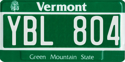 VT license plate YBL804