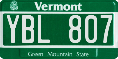 VT license plate YBL807