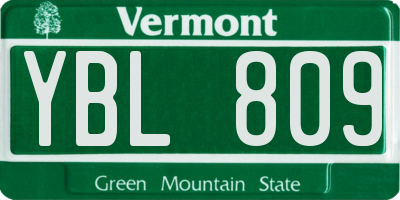 VT license plate YBL809