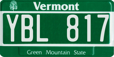 VT license plate YBL817