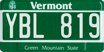 VT license plate YBL819